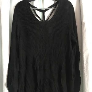 Black Lace Up Back Sweater